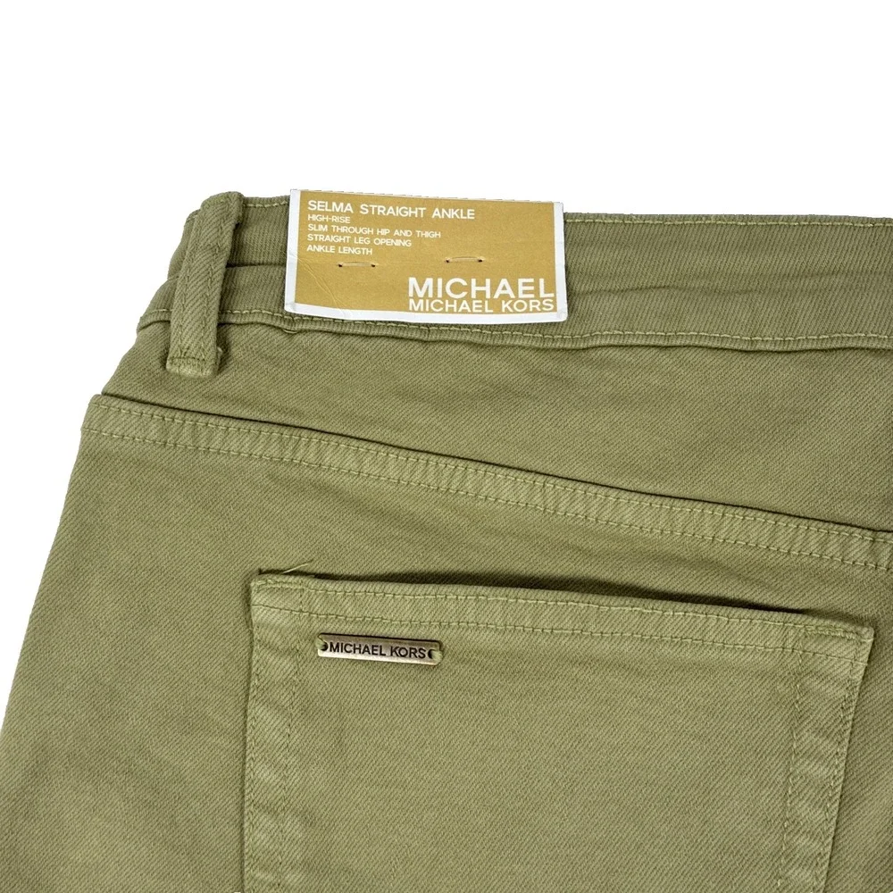 NWT Michael Kors Selma Straight Ankle Smoky Olive Pants Jeans Size 10 New (Read)